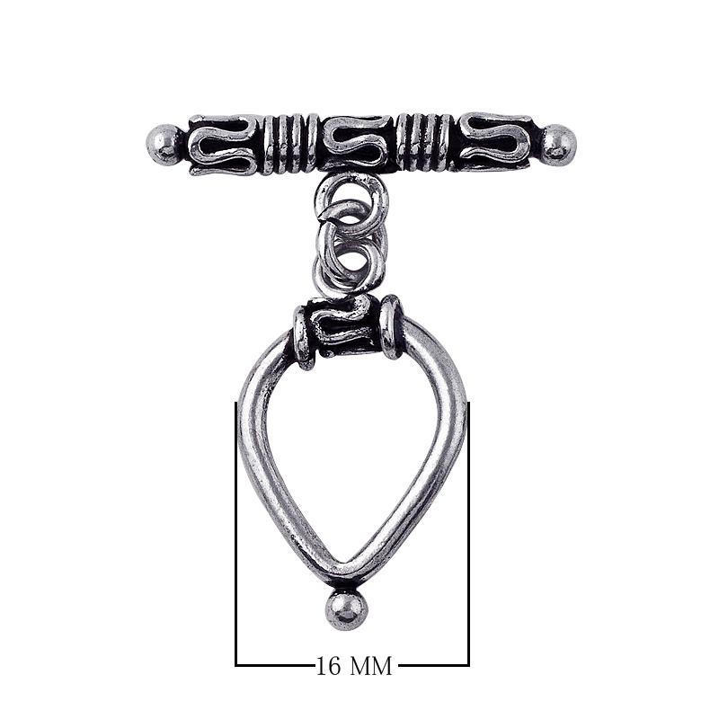Handcrafted Silver Overlay teardrop hook and bar clasp, jewelry making accessory for DIY bracelets and necklaces.