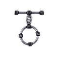 Silver Overlay rope-wrapped circle toggle clasp with matching bar, wholesale Bali jewelry finding for bracelets and necklaces.