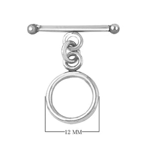 Silver Overlay classic bar and round ring toggle clasp – wholesale bulk jewelry findings from Bali for bracelets and necklaces.
