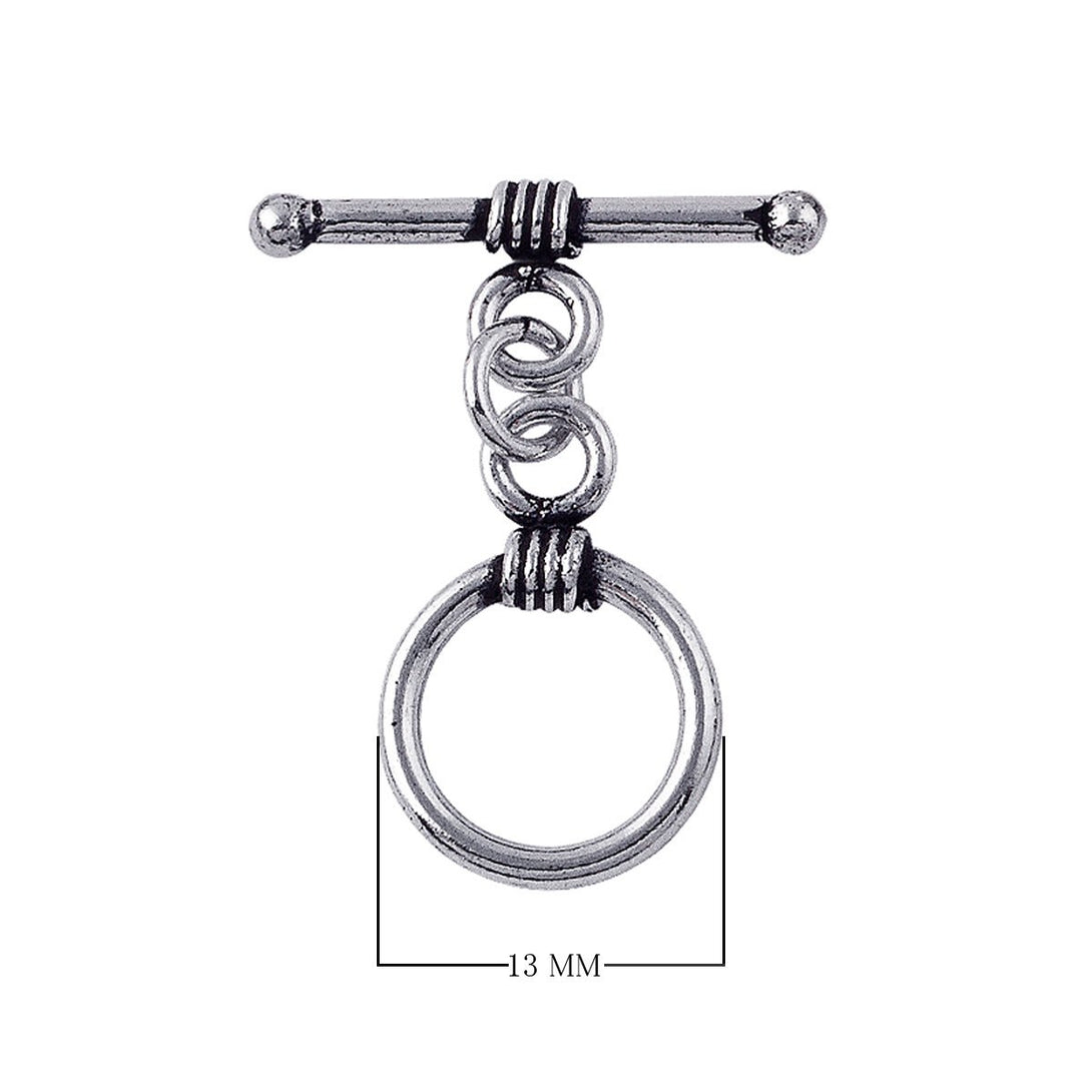 TSF-120 Silver Overlay Simple Plain Ring & Bar with Girded Wire Toggle Beads Bali Designs Inc 