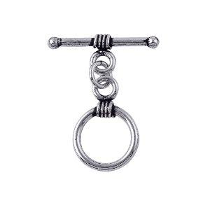 Silver Overlay wire-wrapped toggle clasp – wholesale bulk jewelry findings from Bali for bracelets and necklaces.