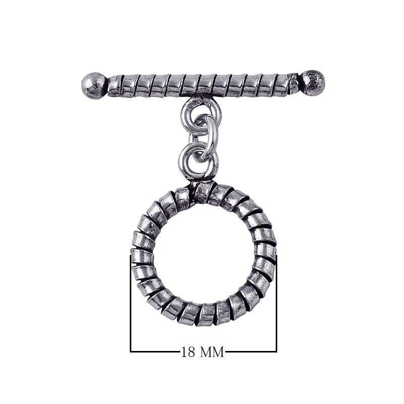Silver Overlay ridged toggle clasp in oxidized antique finish, wholesale jewelry finding handcrafted in Bali.