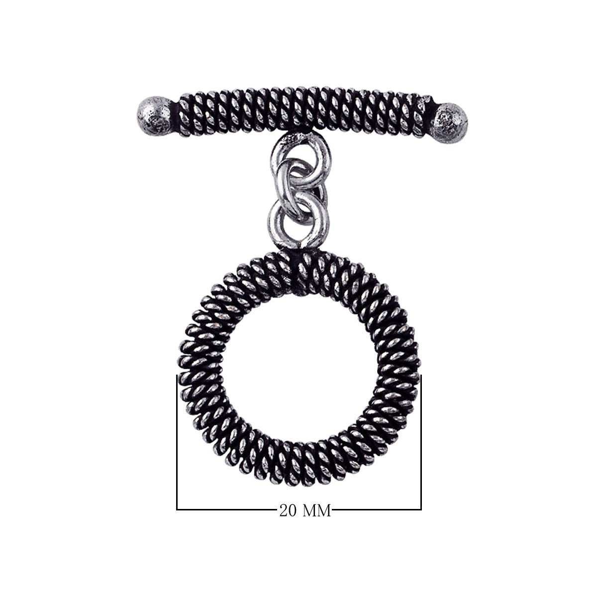Silver Overlay spiral wire toggle clasp with oxidized antique finish, wholesale jewelry finding handcrafted in Bali.
