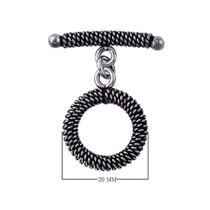 Silver Overlay spiral wire toggle clasp with oxidized antique finish, wholesale jewelry finding handcrafted in Bali.