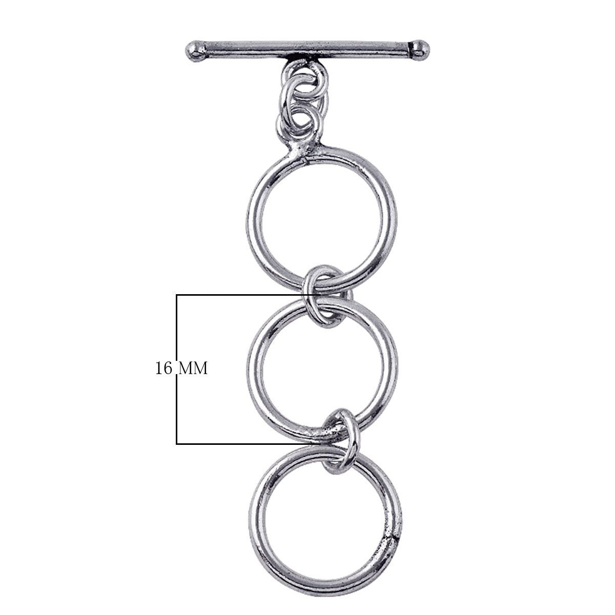 Silver Overlay triple ring toggle clasp with sleek bar and oxidized antique finish, wholesale jewelry finding handcrafted in Bali.