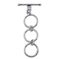 Silver Overlay triple ring toggle clasp with sleek bar and oxidized antique finish, wholesale jewelry finding handcrafted in Bali.