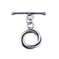Silver Overlay interlocking double ring toggle clasp with straight bar in oxidized antique finish, wholesale jewelry finding handcrafted in Bali.