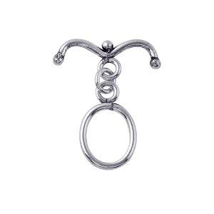 Silver Overlay oval toggle clasp with polished curved bar, wholesale jewelry finding for necklaces and bracelets.