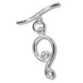 Silver Overlay swirl toggle clasp with artistic loop and curved bar, wholesale jewelry finding for bracelets and necklaces.