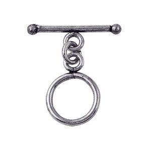 Silver Overlay round toggle clasp in bulk, handcrafted in India – durable bar and loop design for jewelry making supplies.