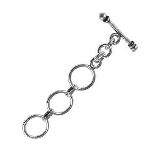 Silver Overlay toggle clasp with interlinked rings and bar design, bulk jewelry findings handcrafted in India.