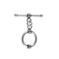 Silver Overlay round toggle clasp with wire detailing and bar, bulk jewelry findings handcrafted in India.