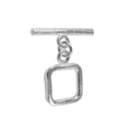Silver Overlay square toggle clasp with polished finish and bar, bulk jewelry findings handcrafted in India.
