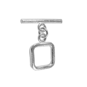 Silver Overlay square toggle clasp with polished finish and bar, bulk jewelry findings handcrafted in India.