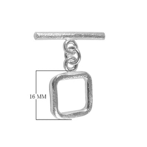 Silver Overlay square toggle clasp with polished finish and bar, bulk jewelry findings handcrafted in India.
