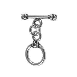 Silver Overlay toggle clasp with coil detailing, handcrafted in India for wholesale jewelry findings and bulk supply.