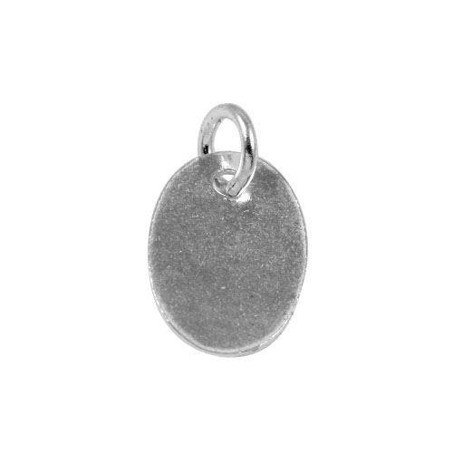 Silver Overlay oval tag charm with loop, handcrafted in India for wholesale jewelry findings and bulk supply.