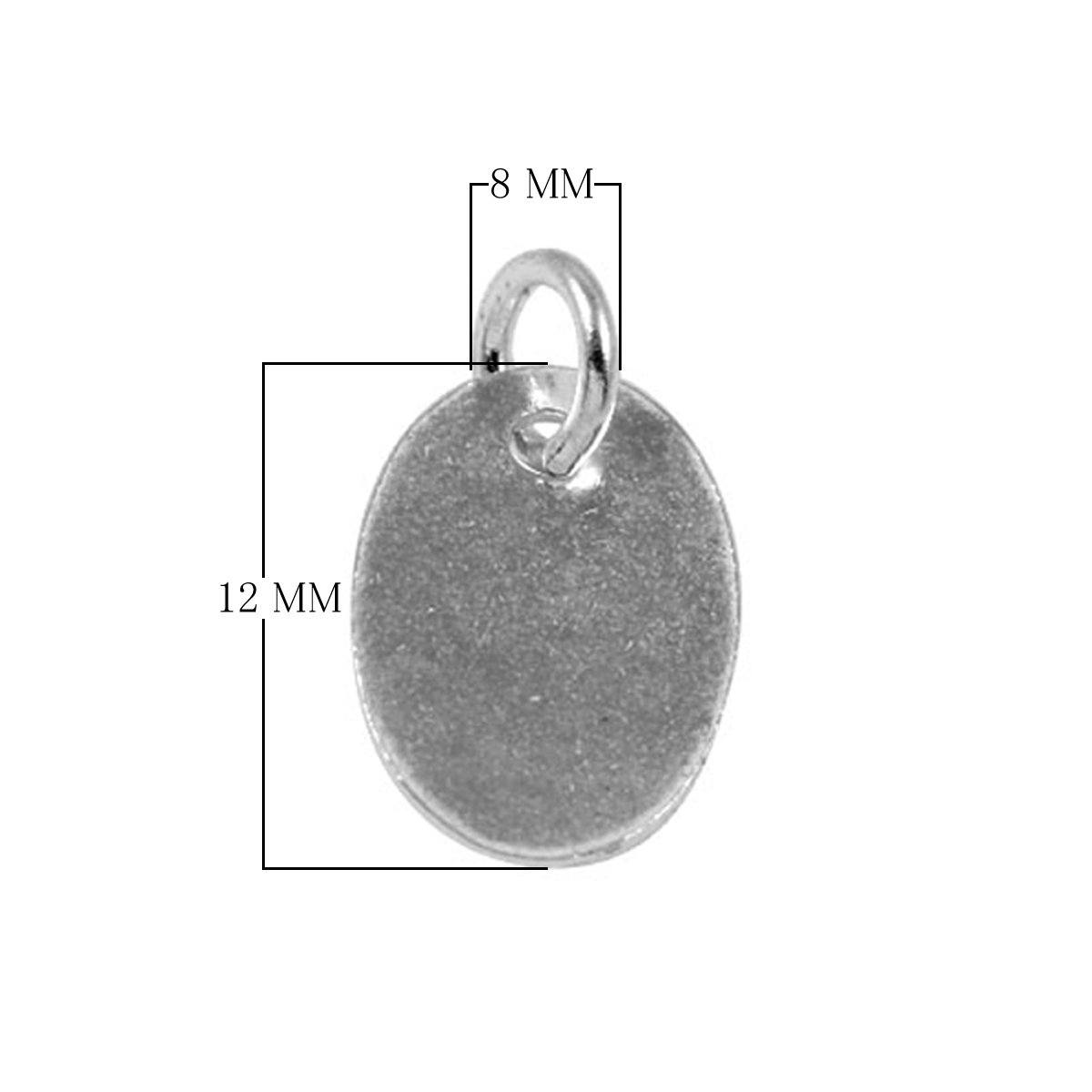 Silver Overlay oval tag charm with loop, handcrafted in India for wholesale jewelry findings and bulk supply.