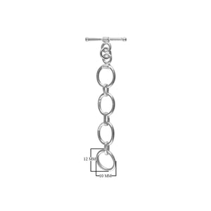 Silver Oxid Overlay chain toggle clasp with oval links and antique finish, handcrafted in India for wholesale jewelry findings.