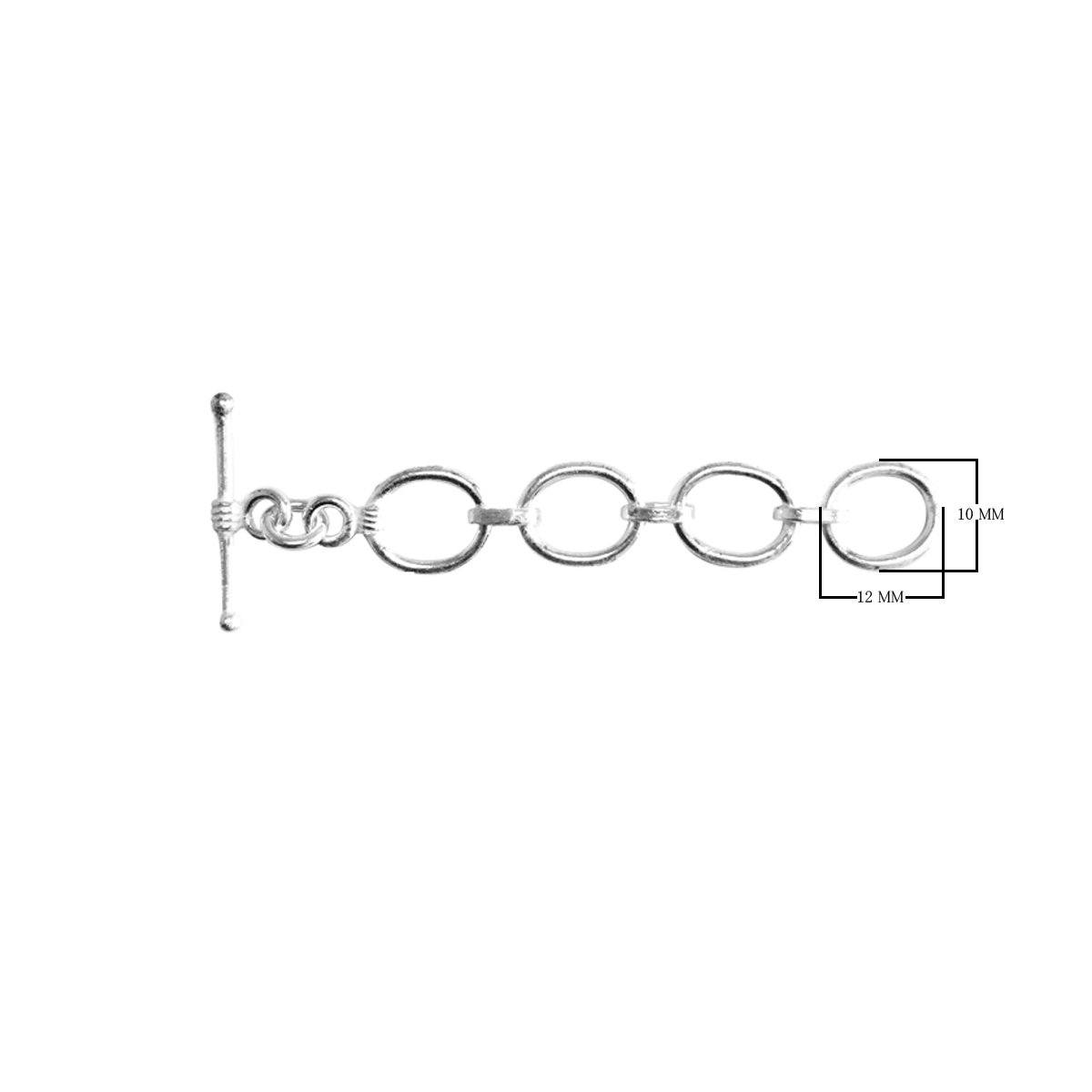 Silver Overlay chain toggle clasp with multiple oval links and bar-and-ring closure, handcrafted in India for wholesale jewelry findings.