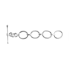 Silver Overlay chain toggle clasp with multiple oval links and bar-and-ring closure, handcrafted in India for wholesale jewelry findings.