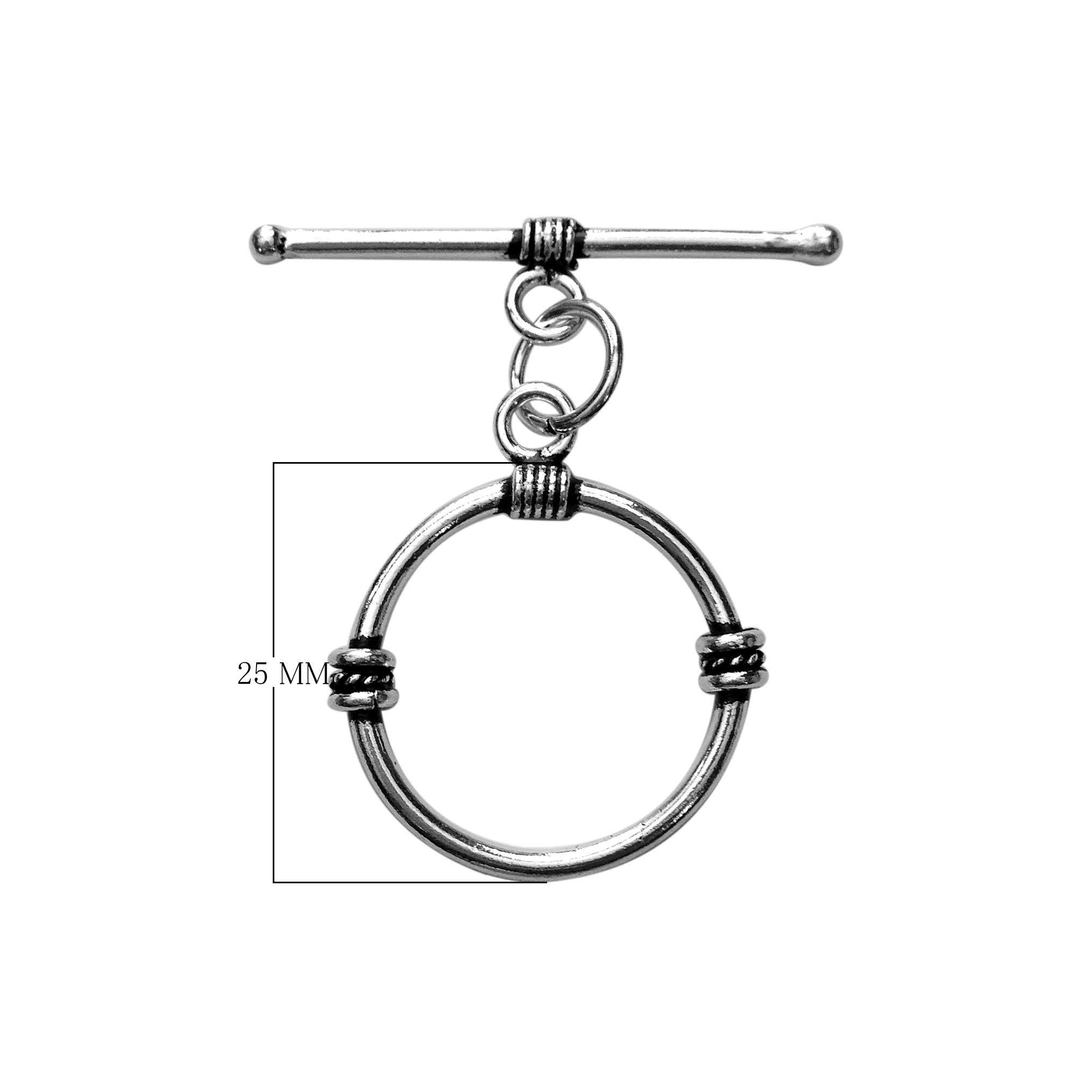 Silver Overlay wire-wrapped toggle clasp with circular ring and bar design, handcrafted in India for wholesale jewelry findings.