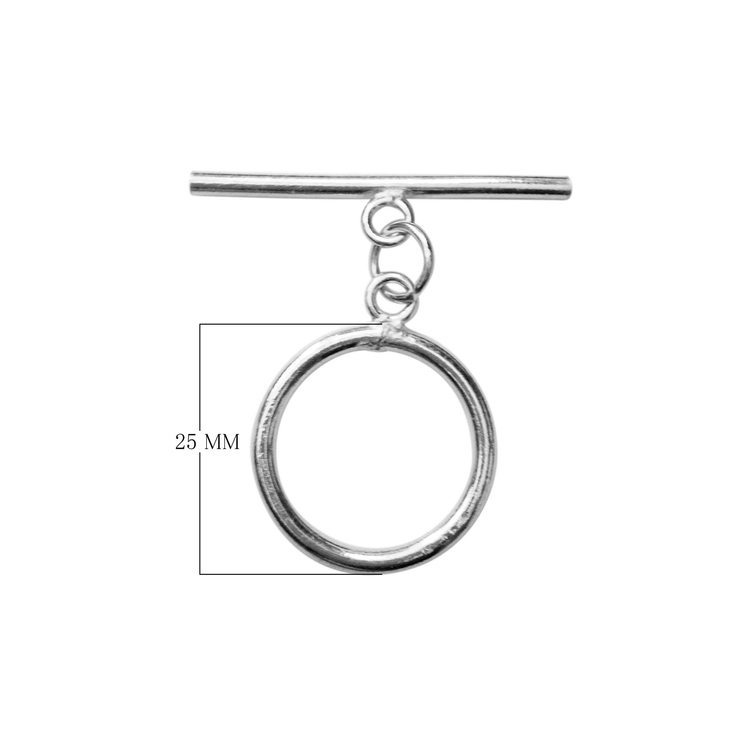 Silver Overlay classic toggle clasp with round ring and straight bar, handcrafted in India for wholesale jewelry findings.