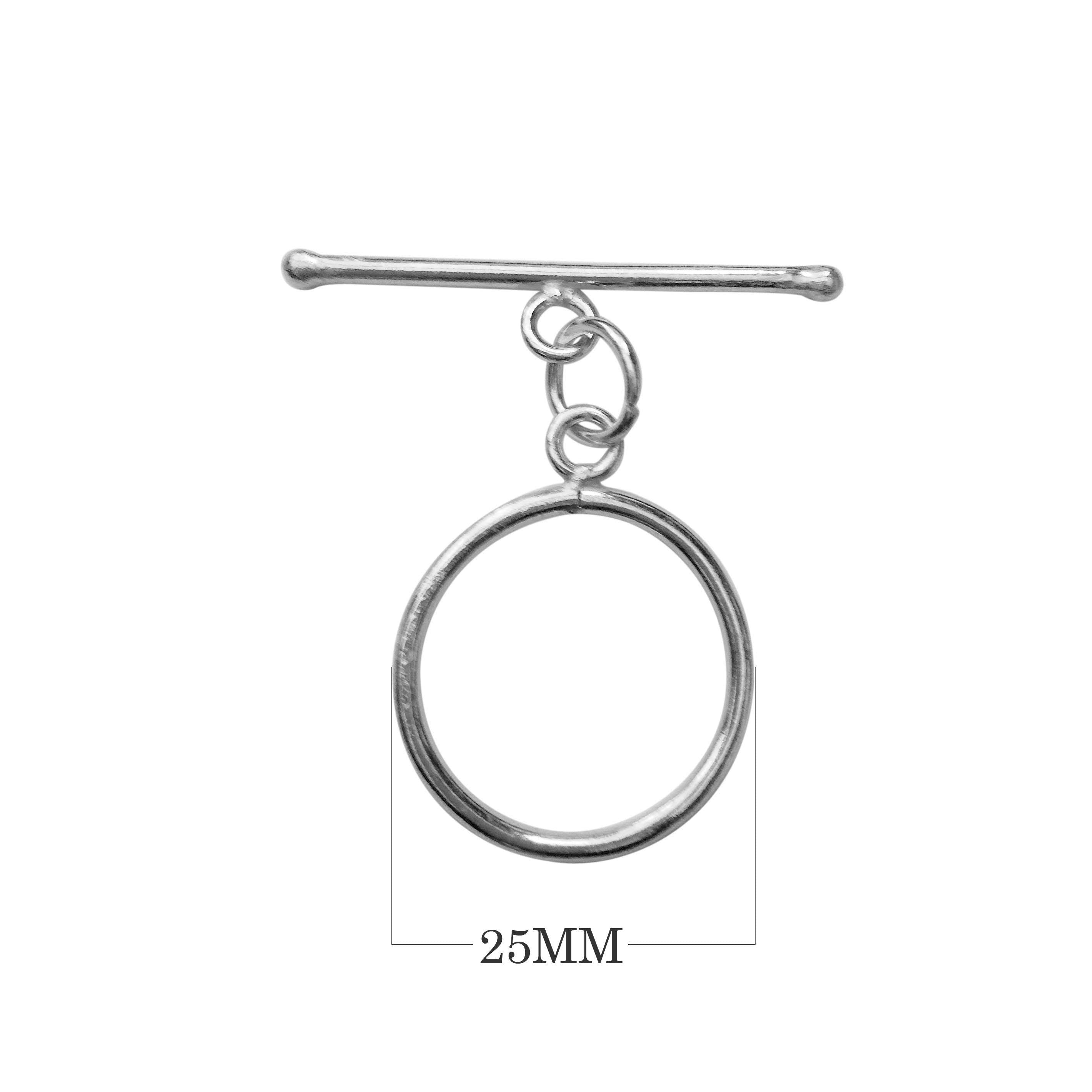 Silver Overlay simple toggle clasp with round ring and straight bar, handcrafted in India for wholesale jewelry findings.