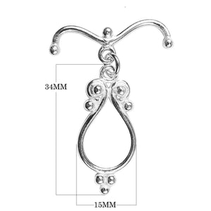 Silver Overlay toggle clasp with teardrop loop and swirl detailing, handcrafted jewelry finding for wholesale buyers, handcrafted in India.