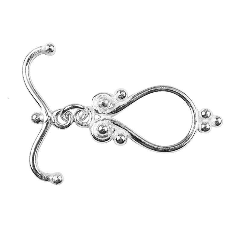 Silver Overlay toggle clasp with teardrop loop and swirl detailing, handcrafted jewelry finding for wholesale buyers, handcrafted in India.