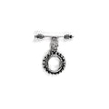 Silver Overlay beaded edge toggle clasp with round loop and textured detailing, handcrafted jewelry finding for wholesale buyers, handcrafted in India.
