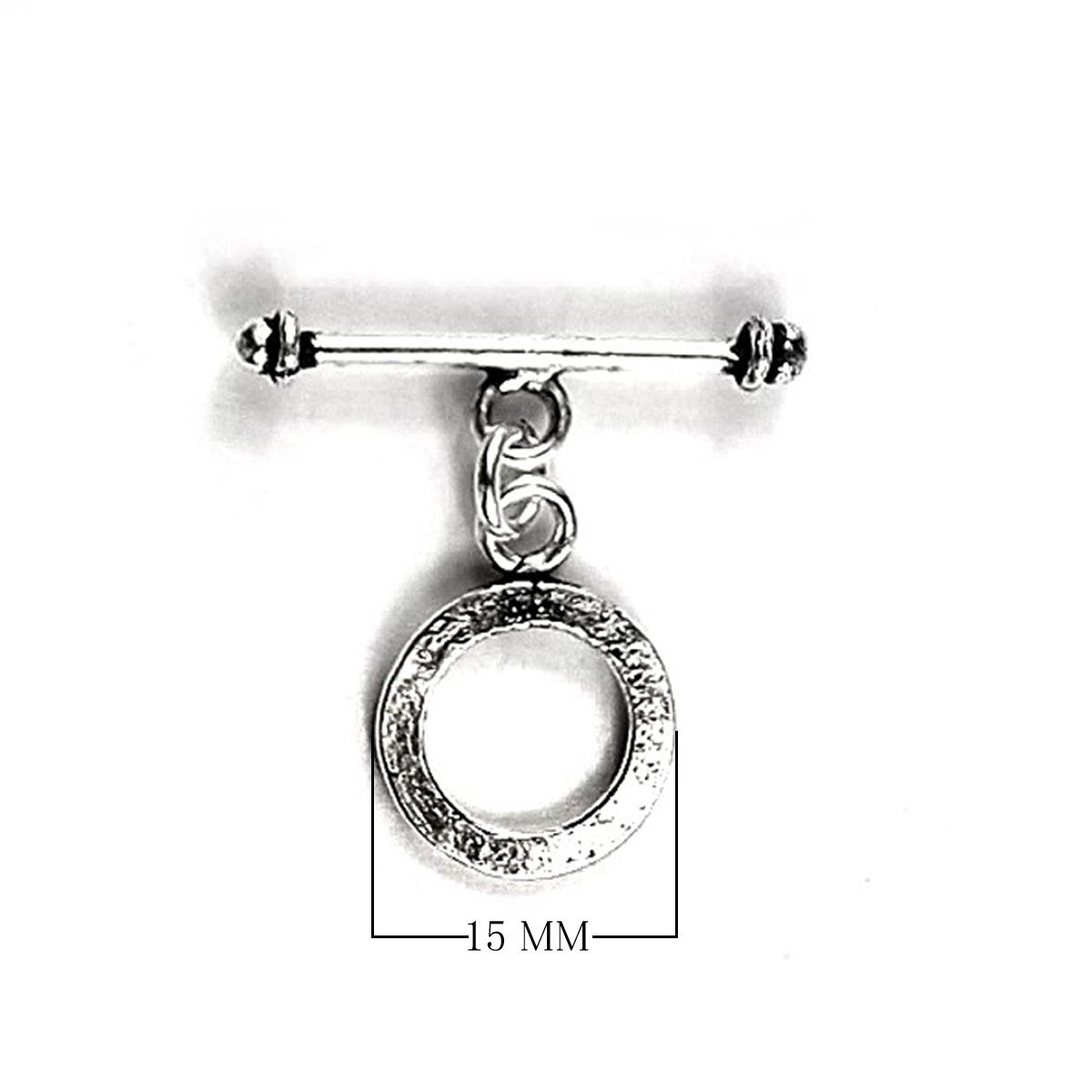 Silver Overlay round toggle clasp with simple circular loop and bar closure, handcrafted jewelry finding for wholesale buyers, handcrafted in India.