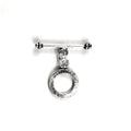 Silver Overlay round toggle clasp with simple circular loop and bar closure, handcrafted jewelry finding for wholesale buyers, handcrafted in India.