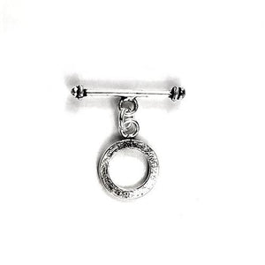 Silver Overlay round toggle clasp with simple circular loop and bar closure, handcrafted jewelry finding for wholesale buyers, handcrafted in India.