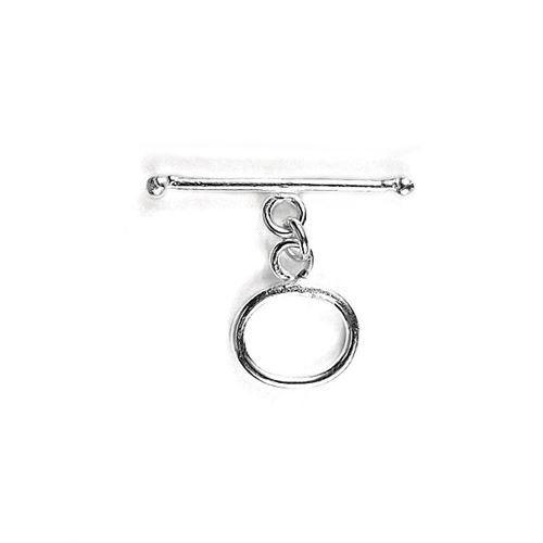 Silver Overlay oval toggle clasp with smooth loop and plain bar closure, handcrafted jewelry finding for wholesale buyers, handcrafted in India.