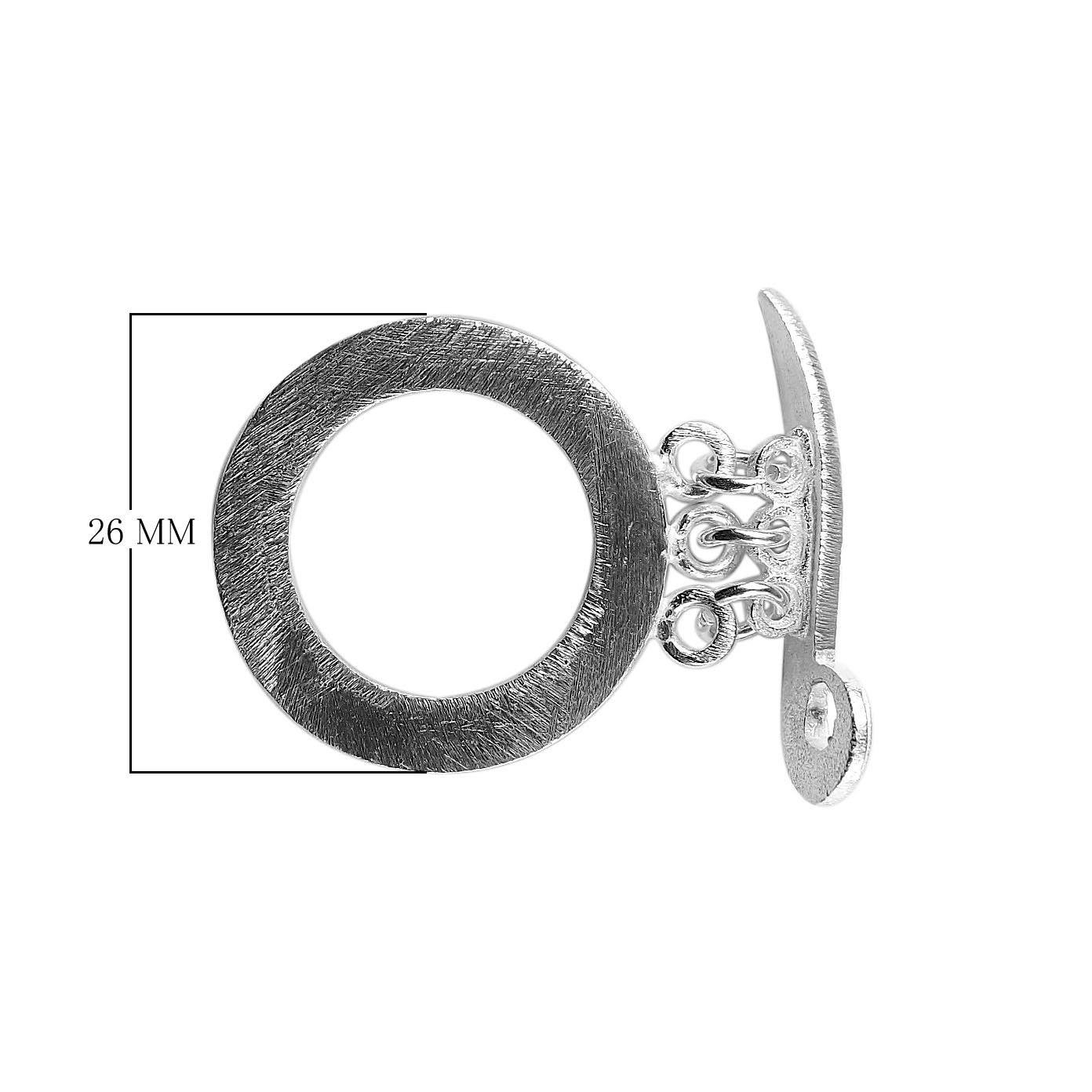 Silver Overlay round toggle clasp with brushed finish and multi-ring connectors, handcrafted jewelry finding for wholesale buyers, handcrafted in India.