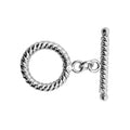 Silver Overlay twisted rope toggle clasp for wholesale jewelry making supplies, handcrafted in India
