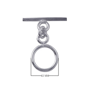 925 Sterling Silver toggle clasp with smooth round ring and straight bar, wholesale jewelry findings India