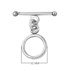 925 Sterling Silver toggle clasp with polished round ring and bar, wholesale jewelry findings India