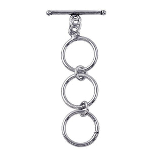 925 Sterling Silver multi-ring toggle clasp with polished finish, wholesale jewelry findings India