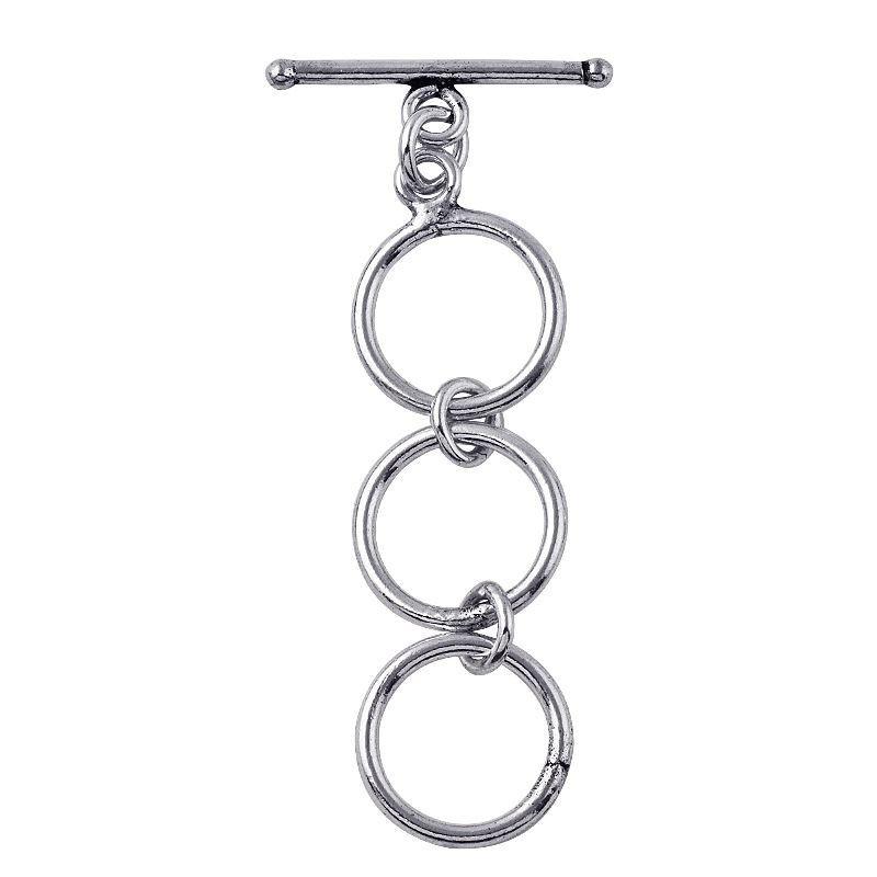 925 Sterling Silver multi-ring toggle clasp with polished finish, wholesale jewelry findings India
