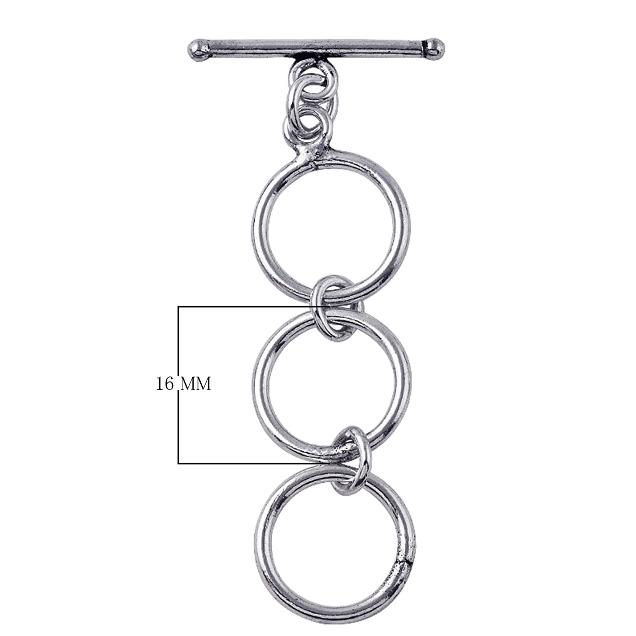 925 Sterling Silver multi-ring toggle clasp with polished finish, wholesale jewelry findings India