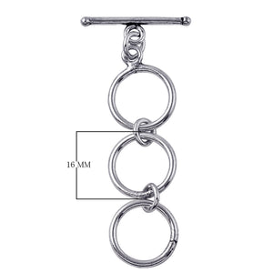 925 Sterling Silver multi-ring toggle clasp with polished finish, wholesale jewelry findings India